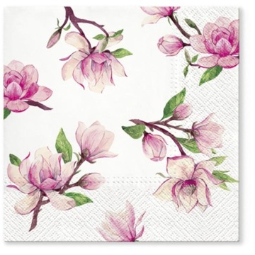 SERWETKI PAPIEROWE 20SZT RÓŻOWE KWIATY MAGNOLIE