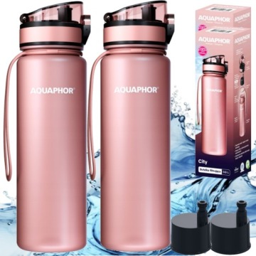 2x láhev na vodu filtrační patrona Aquaphor City pudrová růžová 0,5l