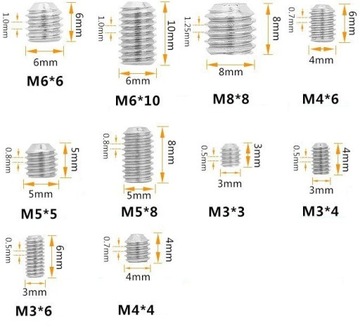 НАБОР ВИНТОВ С МАЛЕНЬКОЙ ГОЛОВКОЙ, ВИНТОВ БЕЗ ГОЛОВКИ И НАЖИМНЫХ ВИНТОВ С ГОЛОВКОЙ