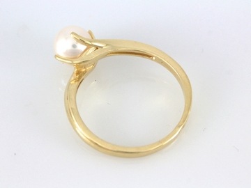 pierścionek złoty 585 - perła R-18 Rokarte
