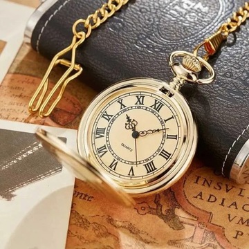 Zegarek Kieszonkowy Złoty Quartz Royal Golden + Łańcuszek Pomysł na Prezent