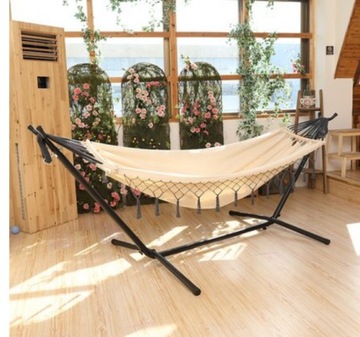 Прочный МЕТАЛЛИЧЕСКИЙ КАРКАС ГАМАКА, 300 кг, РЕГУЛИРУЕМЫЙ, ДЛЯ ДВУХ ЧЕЛОВЕК + СУМКА