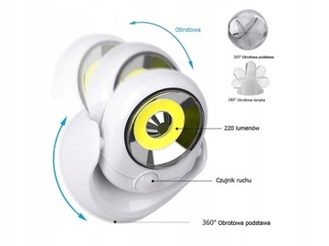 Lampka z czujnikiem ruchu LED cob 360 na baterie