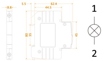 ПОЛУМОДУЛЬНАЯ ИНДИКАТОРНАЯ ЛАМПА, ЖЕЛТАЯ, 1-ФАЗНАЯ
