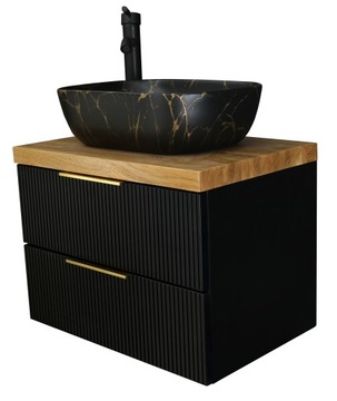 ШКАФ ДЛЯ УМЫВАЛЬНИКА 80 СМ | ДУБОВАЯ СТОЛЕШНЯ | ЧЕРНАЯ МАТОВАЯ КРАСКА | МДФ