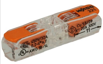 Szybkozłączka WAGO 0,2-4 mm²/2; złączka instalacyjna 221-2411