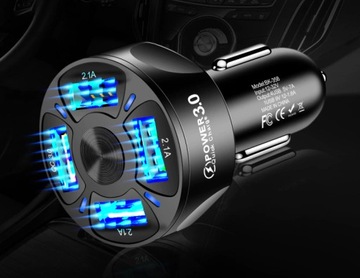 БЫСТРОЕ АВТОМОБИЛЬНОЕ ЗАРЯДНОЕ УСТРОЙСТВО 4x USB 3A QC3.0