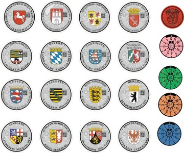 Naklejki Landy Niemcy do tablic, kolekcjonerskie