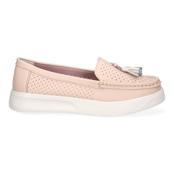 MOKASYNY DAMSKIE SERGIO LEONE SP015 RÓŻOWE PÓŁBUTY SKÓRA NATURALNA R 38