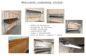 Duży i praktyczny stół do pakowania 200x80x180