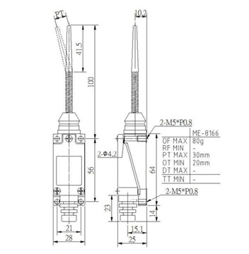 ME-8166 włącznik krańcowy sprężyna z plastikiem