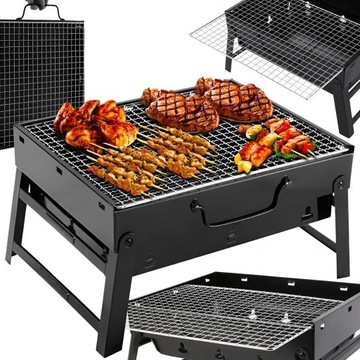 Grill Węglowy Przenośny Solidny Metalowy Turystyczny - Składana Walizka!