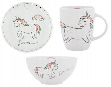 LUBIANA ZESTAW DLA DZIECKA PORCELANA1/3 jednorożec
