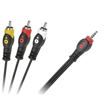 Kabel Jack 3.5 cztero-polowy 3 x RCA 1.5m