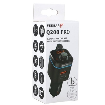 FM-передатчик FEEGAR Q200 Pro QC4.0 ЗАРЯДНОЕ УСТРОЙСТВО 42 Вт