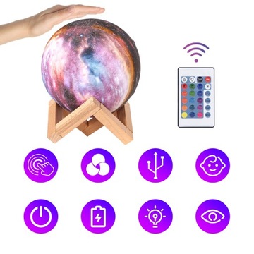 3D ЛУНА СВЕТИЛЬНИК, RGB-16 ЦВЕТОВ, С РЕГУЛИРОВКОЙ РЕГУЛИРОВКИ, СО ПОДСТАВКОЙ