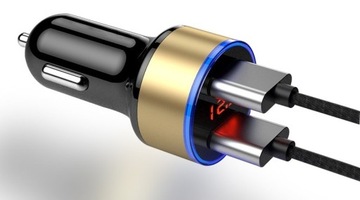 Woltomierz ładowarka 2x USB 2,4A + QC 3.0 wyświet