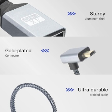 Кабель-адаптер 4K Micro HDMI — HDMI, угол 90 градусов, разъем Micro HDMI — HD