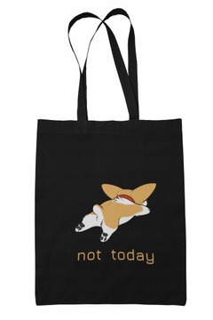 Eco Torba bawełniana Shopper Pies CORGI Not today Czarna