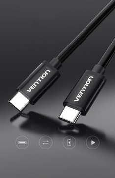 VENTION USB 3.1, 2 порта Type-C, быстрая зарядка QC, 3 А — 1 м