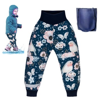 SPODNIE DZIECIĘCE SOFTSHELL odblask ekoubranka peonie motyle ptaszek r. 92