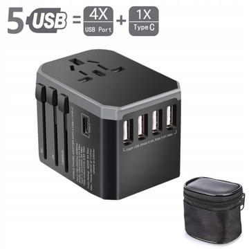 Międzynarodowy uniwersalny adapter podróżny USB
