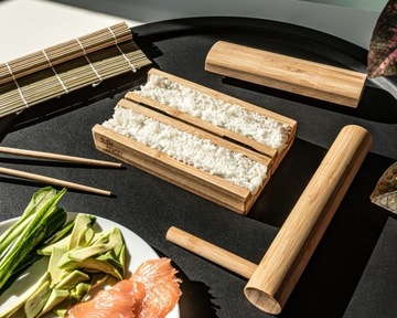 ДЕРЕВЯННЫЙ НАБОР ДЛЯ ПРИГОТОВЛЕНИЯ СУШИ КОВРИК SUSHI SENSEI DELUXE АКСЕССУАРЫ