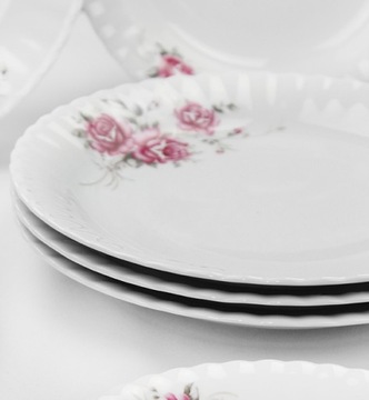 ХОДЗЕЖ ИВОНА B444 РОЗОВЫЕ РОЗЫ УЖИННЫЙ СЕРВИС 18 EL 6 ЧЕЛОВЕК ФАРФОР