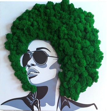 Obraz na płótnie Afro 40x40, mech chrobotek fiński
