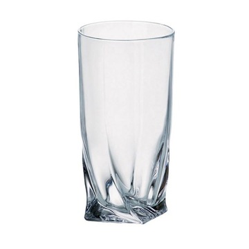 SZKLANKI WYSOKIE DO WODY DRINKÓW KOKTAJLI KRYSZTAŁ BOHEMIA QUADRO 350ML
