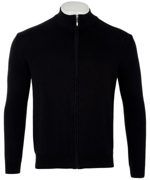 SWETER ELEGANCKI ROZPINANY 100%BAWEŁNA CZARNY JAKOŚĆ VIADI POLO XL