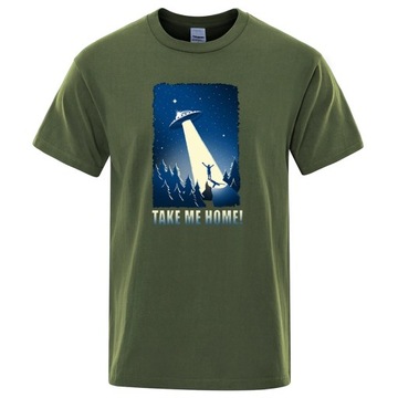 Koszulki męskie Markowe letnie koszulki z kosmosu widzą jak obcy statek ko