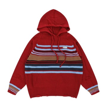 Men's Striped Hooded Pullover High Street Retro Ta