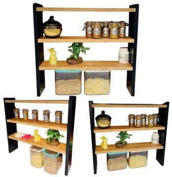 PÓŁKA KUCHENNA STOJĄCA NA BLAT BIURKO ORGANIZER 50 Czarny + Dąb Craft