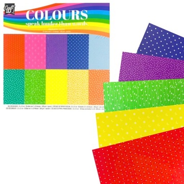 PAPIER KOLOROWY OZDOBNY ZESTAW PAPIERÓW 15 x 15 cm 30 KARTEK SCRAPBOOKING