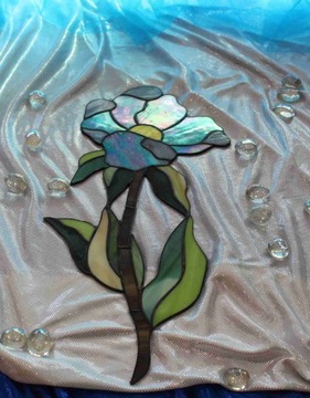 Витраж Цветок Тиффани Голубой 2