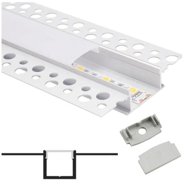 PROFIL Aluminiowy LED Anodowany Szeroki Płyt GK Regips XL 2m Do Taśmy 20mm