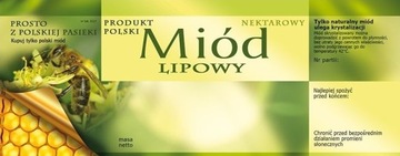 ETYKIETY DUŻE Miód LIPOWY DUŻE z plastrem 100 szt