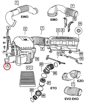 2002-18 RAM 1500-3500 DRŽÁK FILTRU VZDUCHU