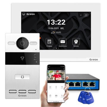 WIDEODOMOFON WiFi GREON SMART Home, Android 10, natynkowy, jednorodzinny