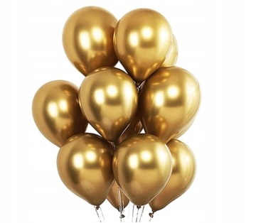 BALONY chromowane shiny 10 cali ZŁOTE 10 szt sylwester wesele karnawał hel
