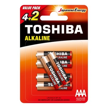 Baterie Alkaliczne TOSHIBA PALUSZKI LR03 AAA 6szt