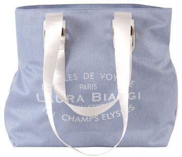 Laura Biaggi torebka shopper klasyczna tkanina jeans niebieski