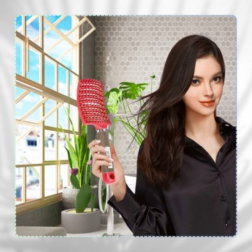 Щетка для волос с натуральной щетиной кабана, нейлоновые шпильки, красная.