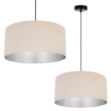 OUTLET -50% LAMPA WISZĄCA ŻYRANDOL SUFITOWA CHROM ABAŻUR WELUR