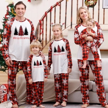 PIŻAMA Modne 2023 świąteczna piżama rodzinna płatek śniegu bożonarodzeniowe