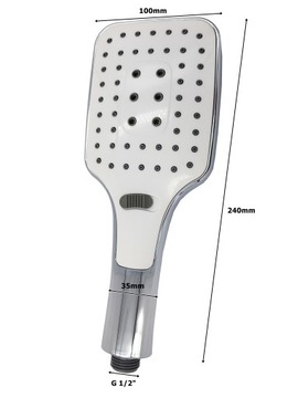 SŁUCHAWKA PRYSZNICOWA PROSTOKĄTNA DUŻA CHROMOWANA ECO 3 FUNKCJE