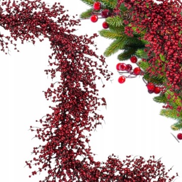 Рождественская гирлянда осень зима боярышник рябина ветка 145 см красный