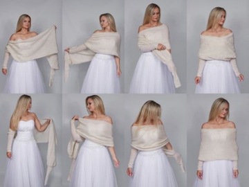 Шаль с рукавами – элегантный аксессуар на любой случай – цвет слоновой кости 4XL