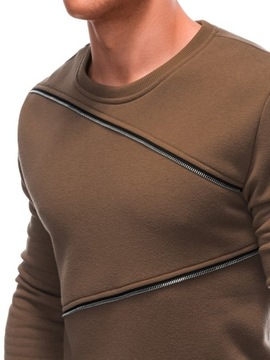 Bluza męska z ozdobnymi zamkami OM-SSNZ-22FW-005 brązowa V3 S
